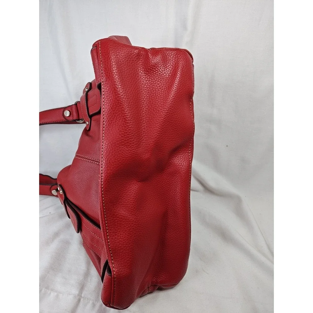 Tignanello Red Leather Perfect 10 Studded Shopper Tote Shoulder Bag NWT T98530